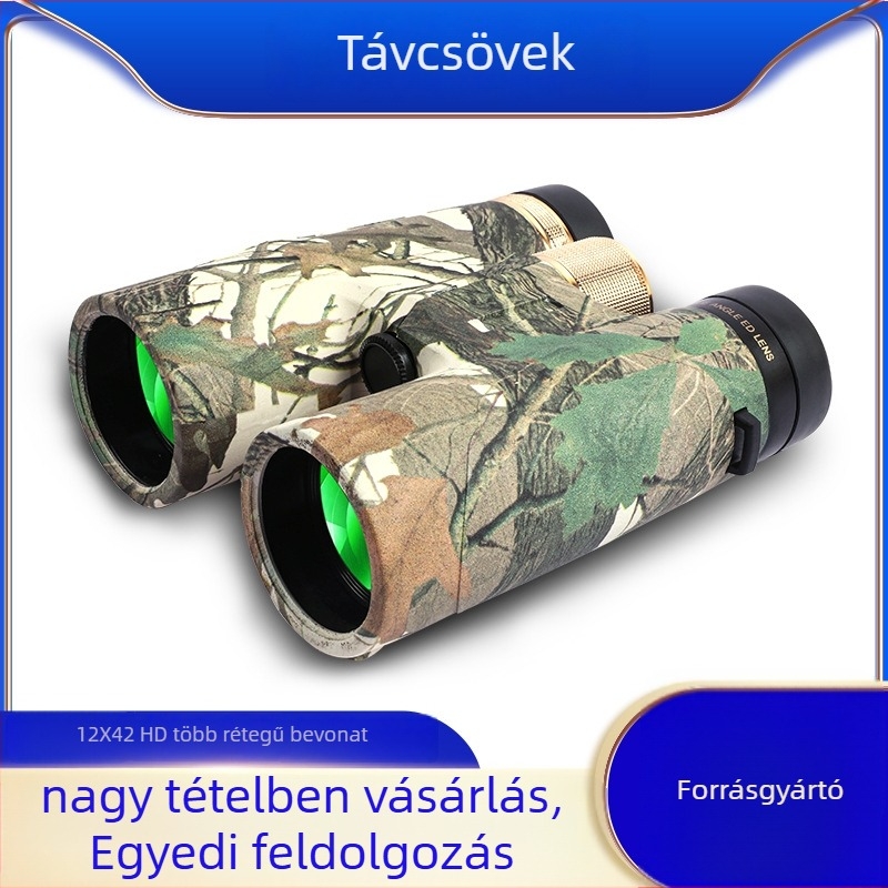 12x42 binokulár, ultra széles látómező, látómező 100 m/1000 m, kilépő pupilla 6 mm
