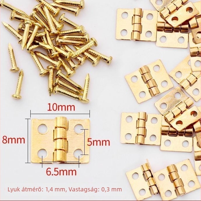 Mini réz ötvözetű doboz pánttal, 360°-os zsanérral, elektroplatírozott felülettel, 1 mm vastagságú, fa kézműves doboz