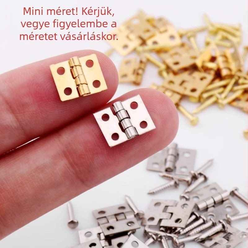 Mini réz ötvözetű doboz pánttal, 360°-os zsanérral, elektroplatírozott felülettel, 1 mm vastagságú, fa kézműves doboz