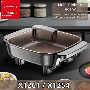 Maifan kő bevonatú elektromos forró edény és wok, tapadásmentes, integrált többfunkciós, Koreai stílusú négyzetes kialakítás, 1500W, 220V