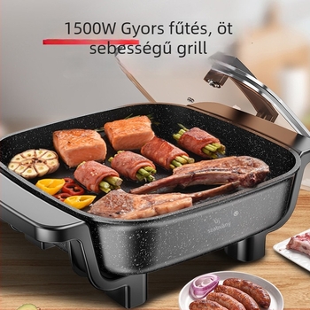 Maifan kő bevonatú elektromos forró edény és wok, tapadásmentes, integrált többfunkciós, Koreai stílusú négyzetes kialakítás, 1500W, 220V