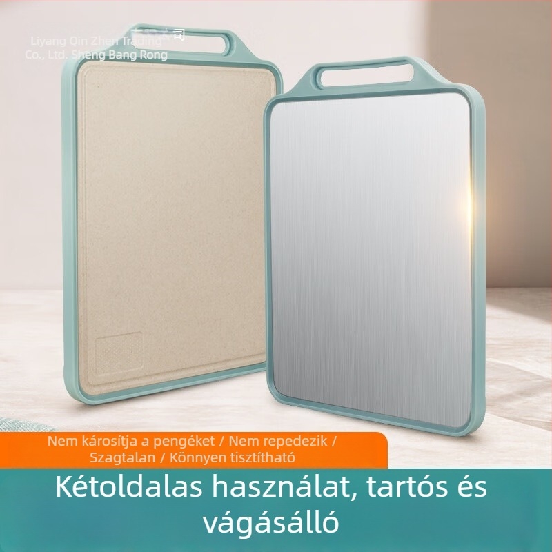 Kétoldalas rozsdamentes acél vágódeszka, konyha, penészmentes, többfunkciós, Shengbangrong