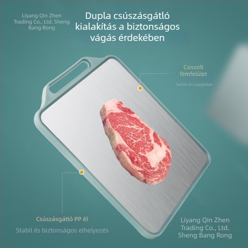 Kétoldalas rozsdamentes acél vágódeszka, konyha, penészmentes, többfunkciós, Shengbangrong