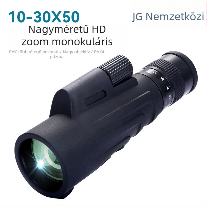 Monokuláris távcső, 10-30x50 zoom, vízálló, gyenge fényviszonyok közé éjszakai látás, kibővíthető, hordozható