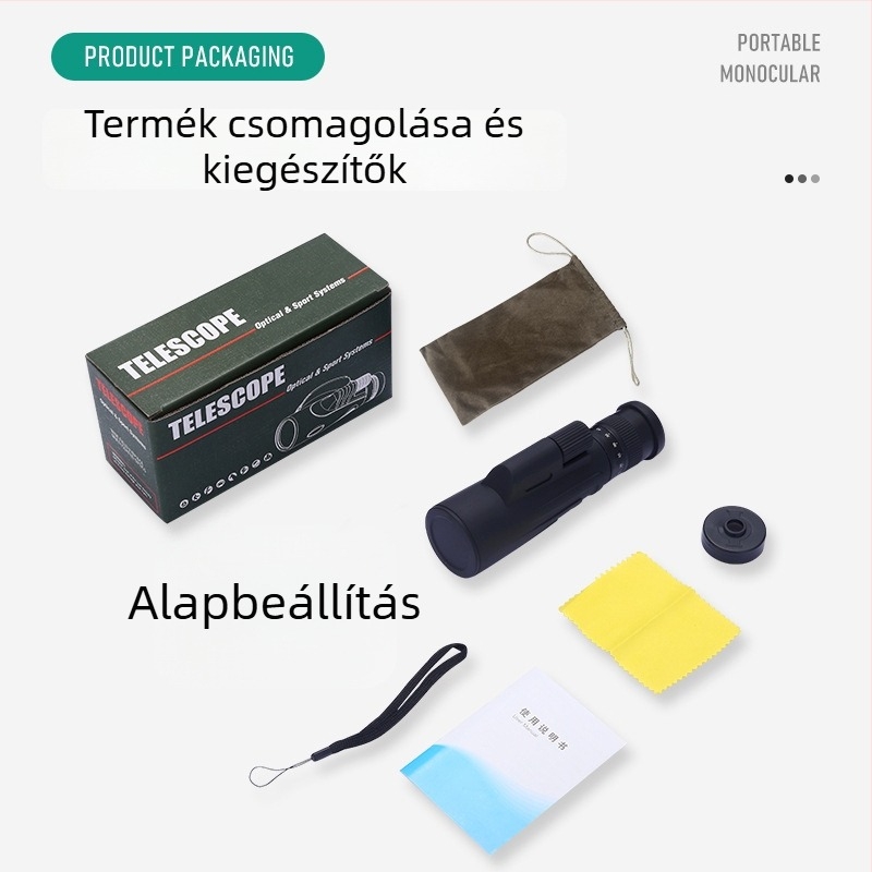 Monokuláris távcső, 10-30x50 zoom, vízálló, gyenge fényviszonyok közé éjszakai látás, kibővíthető, hordozható