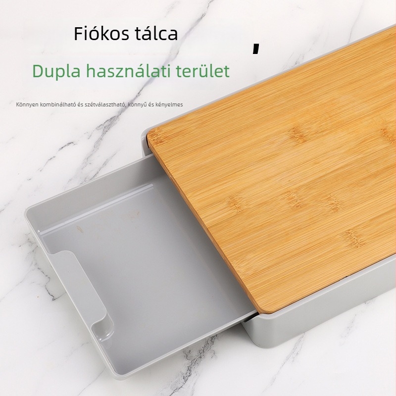 Háztartási többfunkciós műanyag vágódeszka fiókos tárolóval – vastagított konyhai deszka