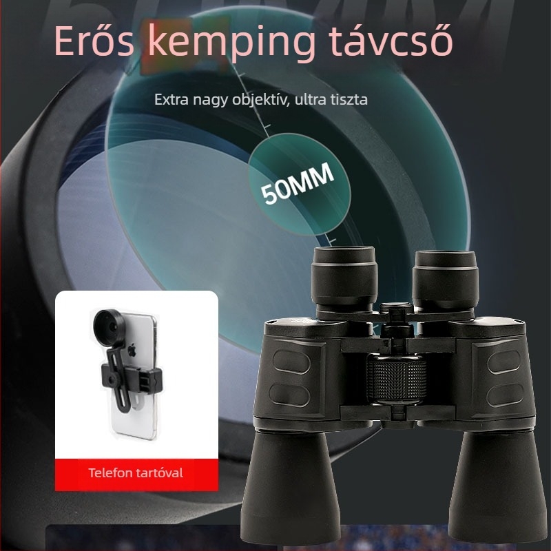 Kétcsövű binokuláris távcső 20x50, nagyítás, széles látómező, aogu