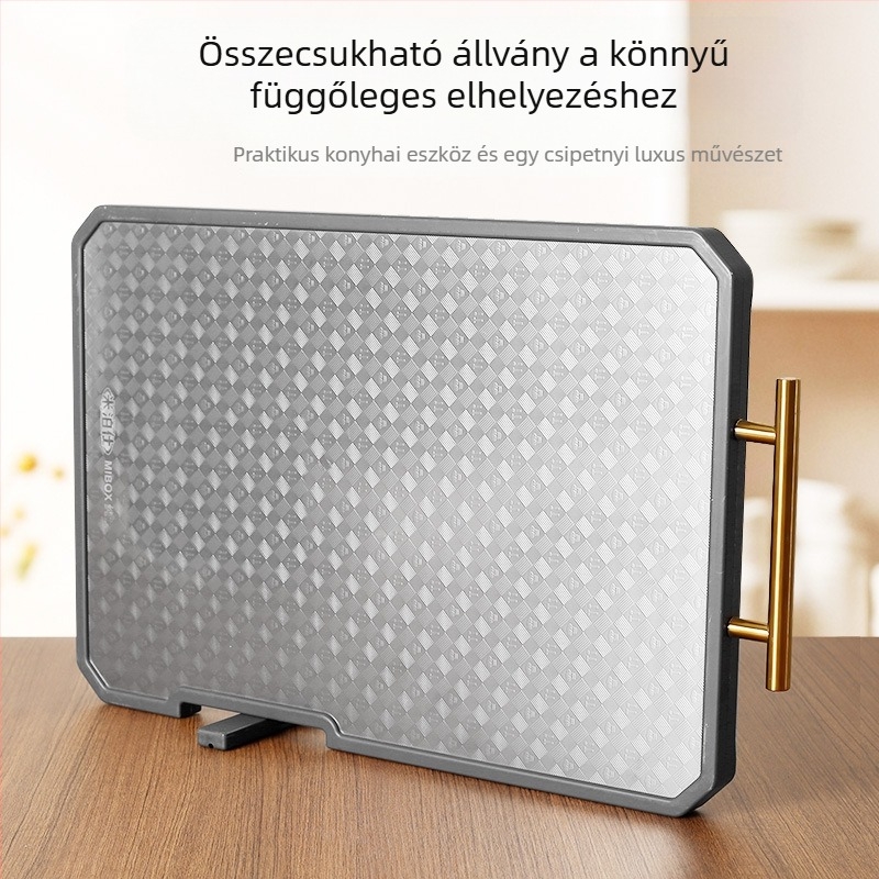 Kétoldalas, vastagított tiszta titánium vágódeszka, ebonfa felülettel, penészmentes, háztartási konyhai használatra.