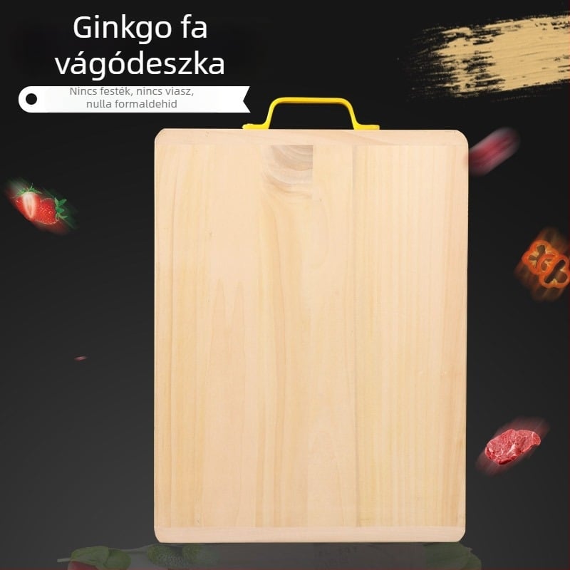 Ginkgo fa vágódeszka, 50 cm, vastított, repedésálló, kétoldalas, konyhai használatra.