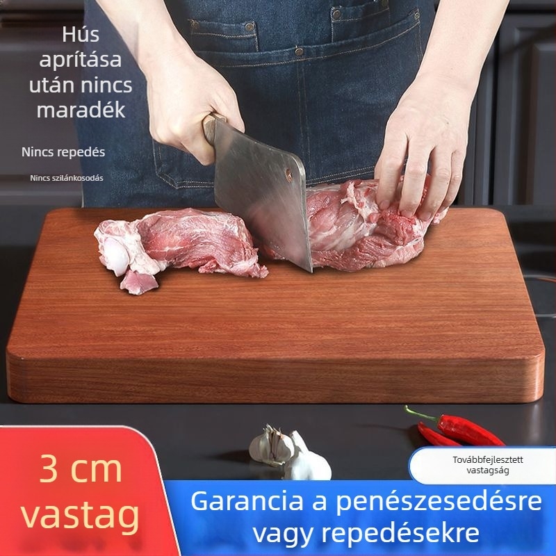 Vasfából készült vágódeszka, penészmentes, tömörfa, egy darabból, vastag kivitel, konyhára