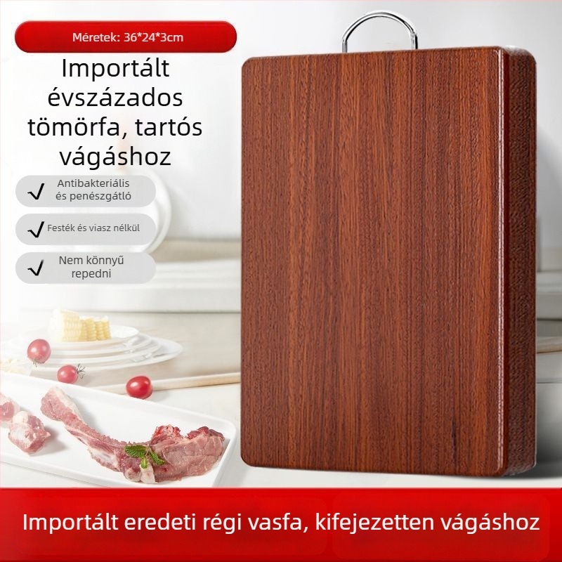 Vasfából készült vágódeszka, penészmentes, tömörfa, egy darabból, vastag kivitel, konyhára