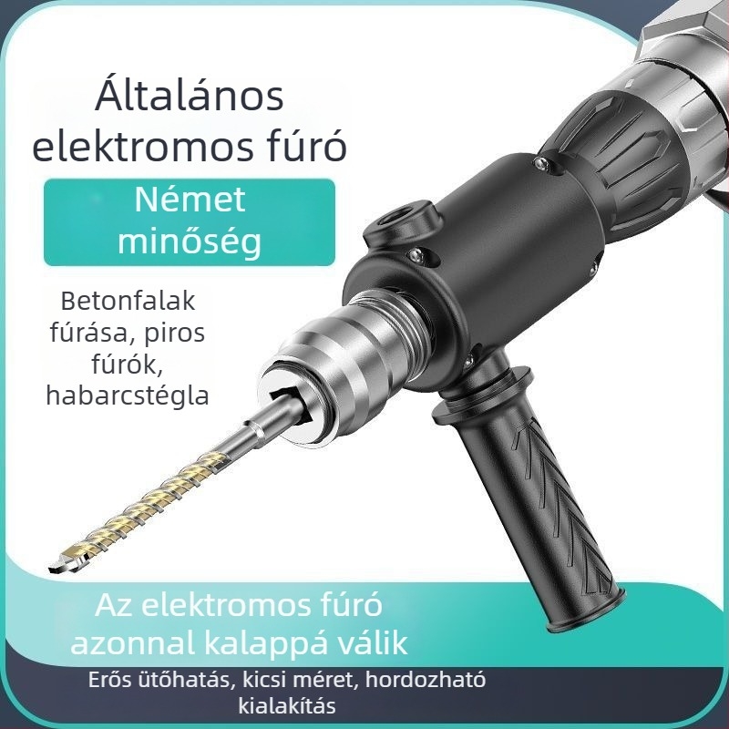 Kézi fúró átalakítva elektromos kalapácssá, otthoni használatra, betonfúráshoz, kompakt kétfunkciós modell