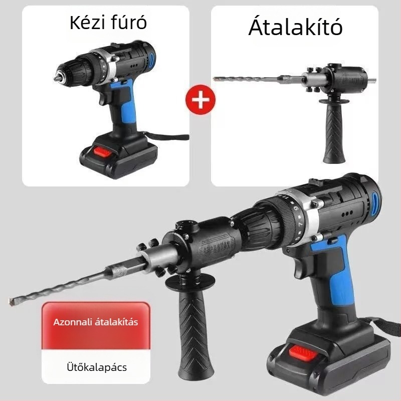 Kézi fúró átalakítva elektromos kalapácssá, otthoni használatra, betonfúráshoz, kompakt kétfunkciós modell