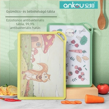 Ankou Kétoldalas műanyag vágódeszka élelmiszer-minőségű anyagból, csatornákkal, gombásodás elleni, antibakteriális