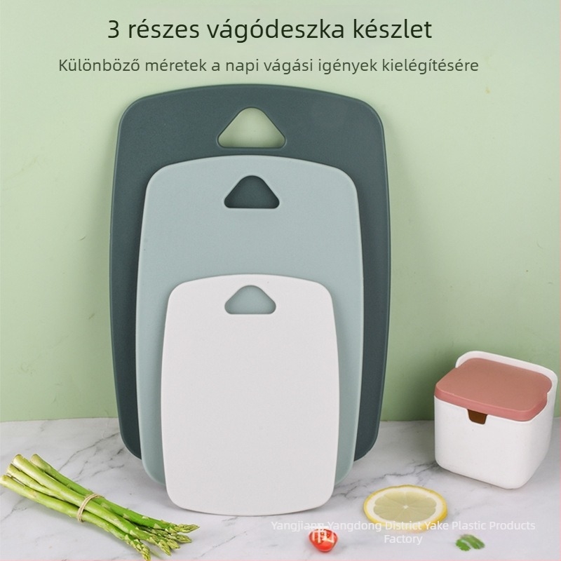 3 darabos PP műanyag vágódeszka készlet, vastagított, csúszásmentes, kétoldalas konyhai vágódeszkák