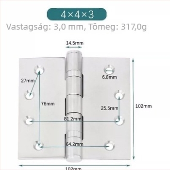 Csillapító rozsdamentes acél csuklópánt 201/304 ajtókhoz, ablakokhoz, bútorokhoz és szekrényajtókhoz