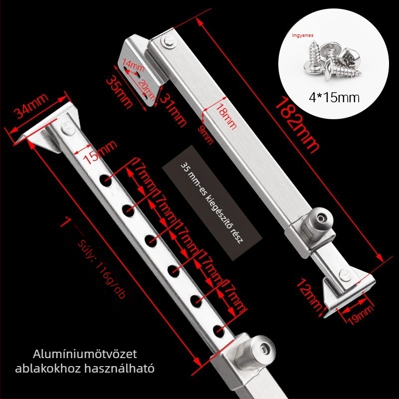Dinggu Rozsdamentes acél ablak-tartó – Knob Multi-Gear Wind Brace, Modell DGDKFC001