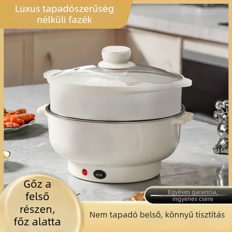 3–in–1 elektromos gőzölő és főzőedény, kapacitás 4.1–6 L, belső tapadásmentes, mechanikus vezérlés, vázfűtés