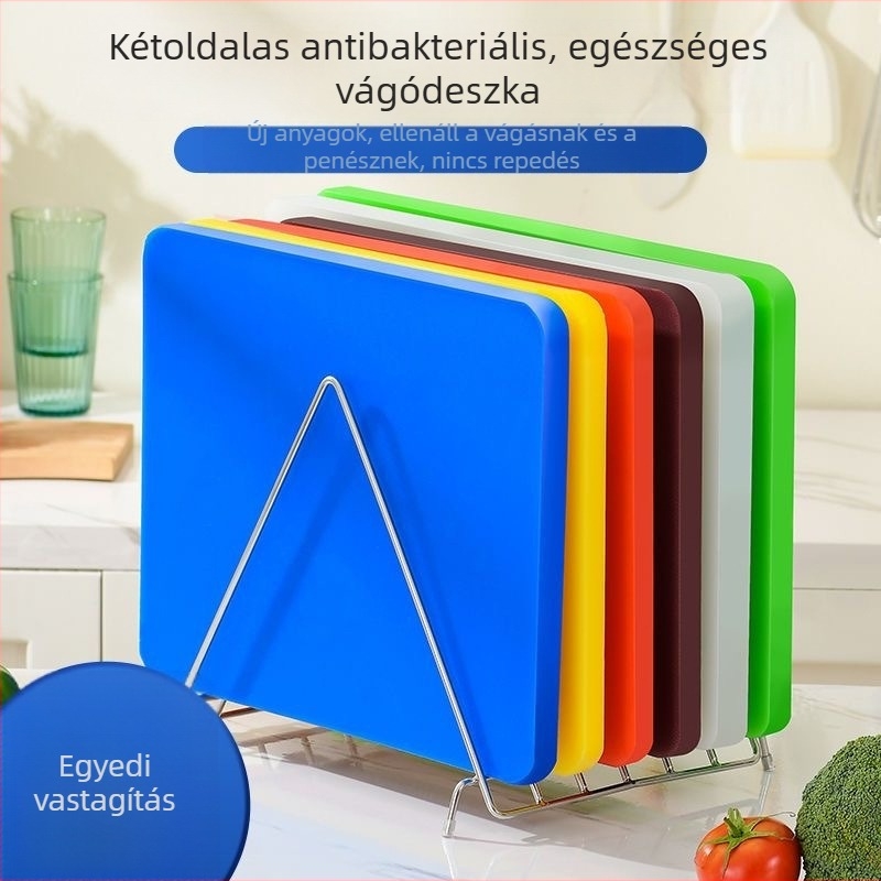 PE műanyag színes vágódeszka – négyszögletes, élelmiszer-biztonsági kategória, háztartási használatra, penészálló