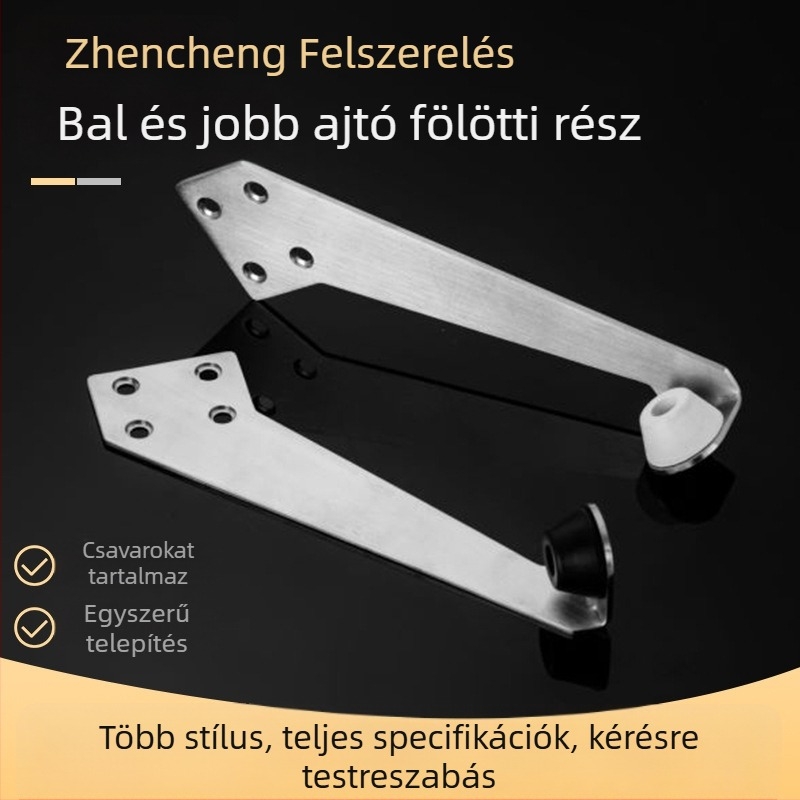 Jobb ajtó felső rész – 304 rozsdamentes acél, ZC-030 modell, padlóra szerelhető, felület Wire-drawn, kézi működtetés, Cheng Cheng márka, Modern egyszerűség