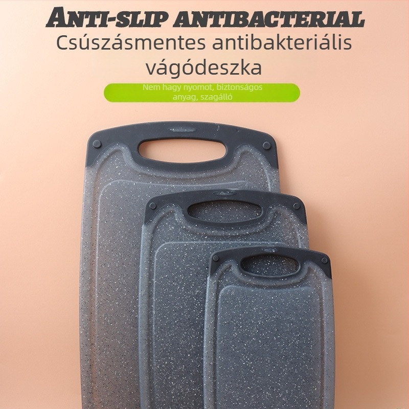 3 részes műanyag vágódeszka készlet csúszásmentes felülettel, antibakteriális és penészmentes