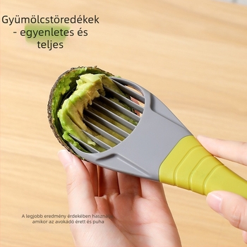 Három az egyben avokádó kés és gyümölcsvágó, mageltávolító és pulpa elválasztó (304 rozsdamentes acél + ABS + PC; KESSILER; Ningbo; bevezetés 2025.6)