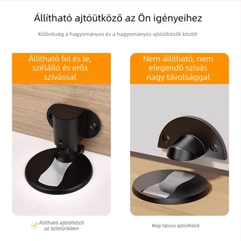 Fúrás nélküli mágneses ajtóstop, otthoni használatra, láthatatlan, állítható, sima és csendes, cink ötvözet