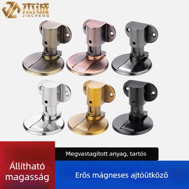 Fúrás nélküli mágneses ajtóstop, otthoni használatra, láthatatlan, állítható, sima és csendes, cink ötvözet