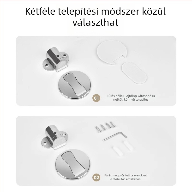 Fúrás nélküli mágneses ajtóstop, otthoni használatra, láthatatlan, állítható, sima és csendes, cink ötvözet