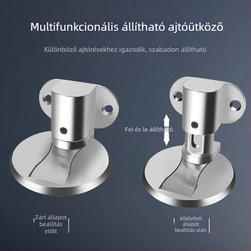 Fúrás nélküli mágneses ajtóstop, otthoni használatra, láthatatlan, állítható, sima és csendes, cink ötvözet