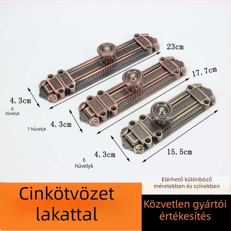 Antik ajtózár csap zincötvözetből, modell 8210, típus A latch, elektroplatált felület