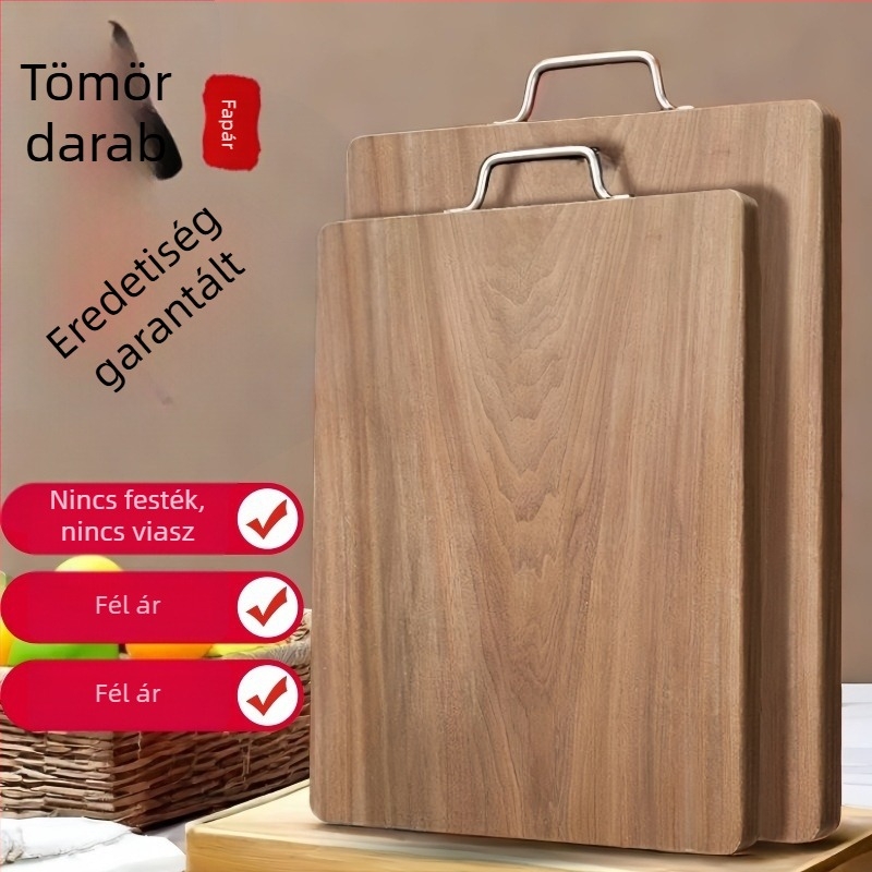 Rosewood vágódeszka, tömörfa, kettős oldalú konyhai vágódeszka, nagy, antibakteriális, vastag felület