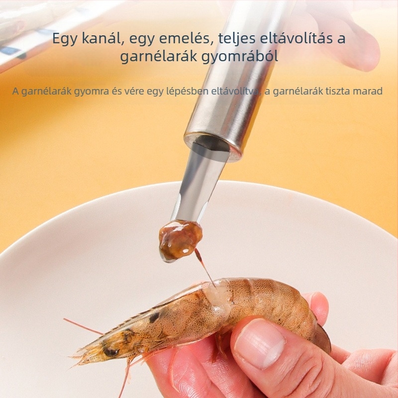 Rozsdamentes acél garnéla tisztító kés véna eltávolítással, gyomor kiemelésével, héj hámlasztással és hát nyitásával — modern minimalist dizájn