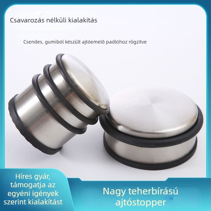 Csendes ajtó stopper, Sanding modell, 430 rozsdamentes acél, csiszolt felület, padlóra szerelés, megnövelt magasságú kialakítás