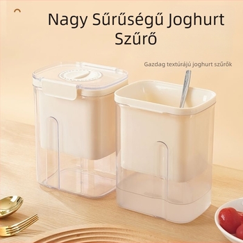 Joghúr szűrő és szeparátor görög joghurthoz, 304 rozsdamentes acél, TPE és PP, logóval, fényű luxus dizájn