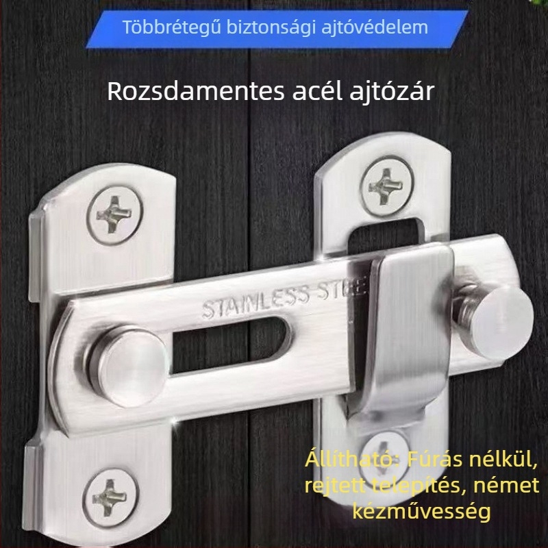 Rozsdamentes acél ajtózár, univerzális, masszív, lopás elleni védelem