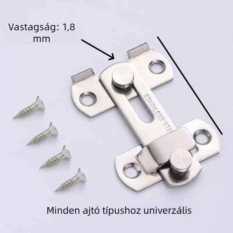 Rozsdamentes acél ajtózár, univerzális, masszív, lopás elleni védelem