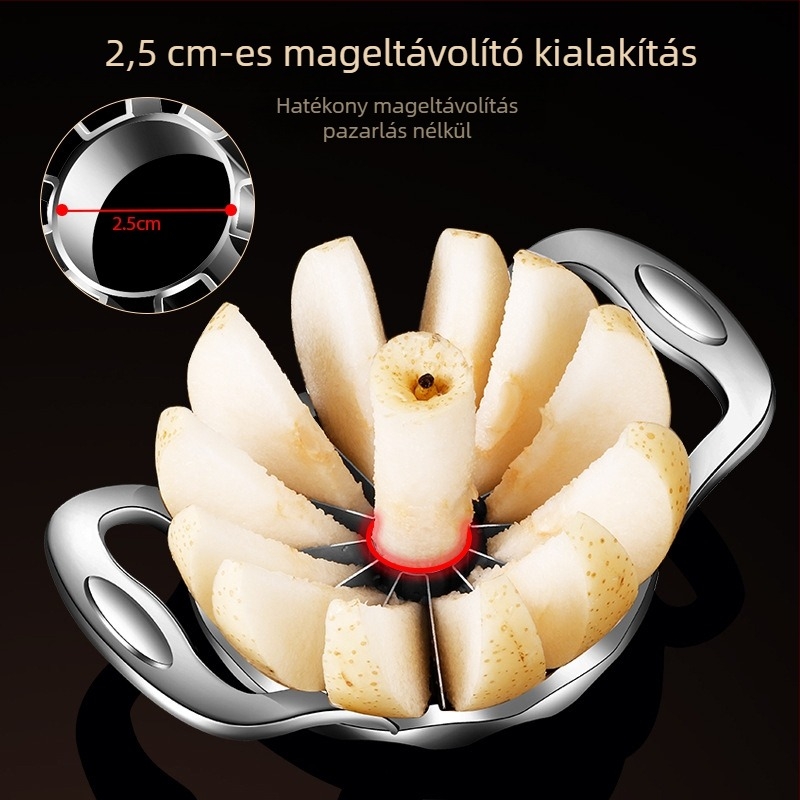 Almák és gyümölcsök vágóeszköze, 304 rozsdamentes acélból, élelmiszerminőség, gyümölcsosztó, szeletelő és magkiválogató
