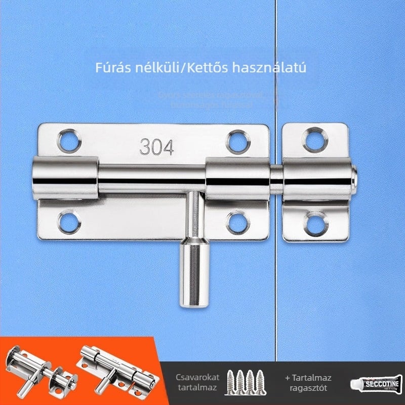 Rozsdamentes acél zárléc faajtóhoz, fúrás nélküli szerelés, polírozott felület, modern minimalist stílus