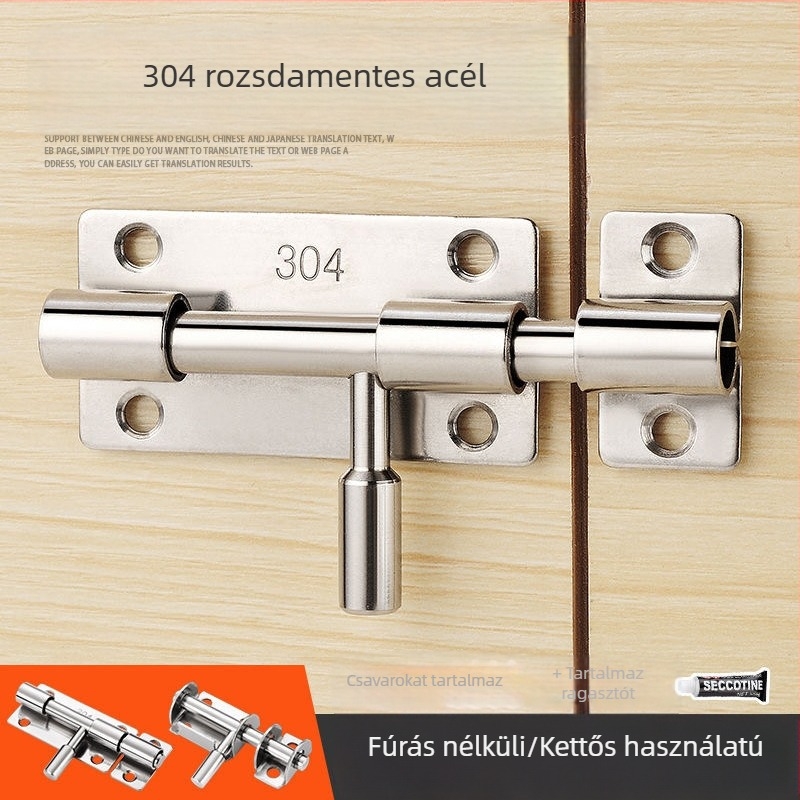 Rozsdamentes acél zárléc faajtóhoz, fúrás nélküli szerelés, polírozott felület, modern minimalist stílus