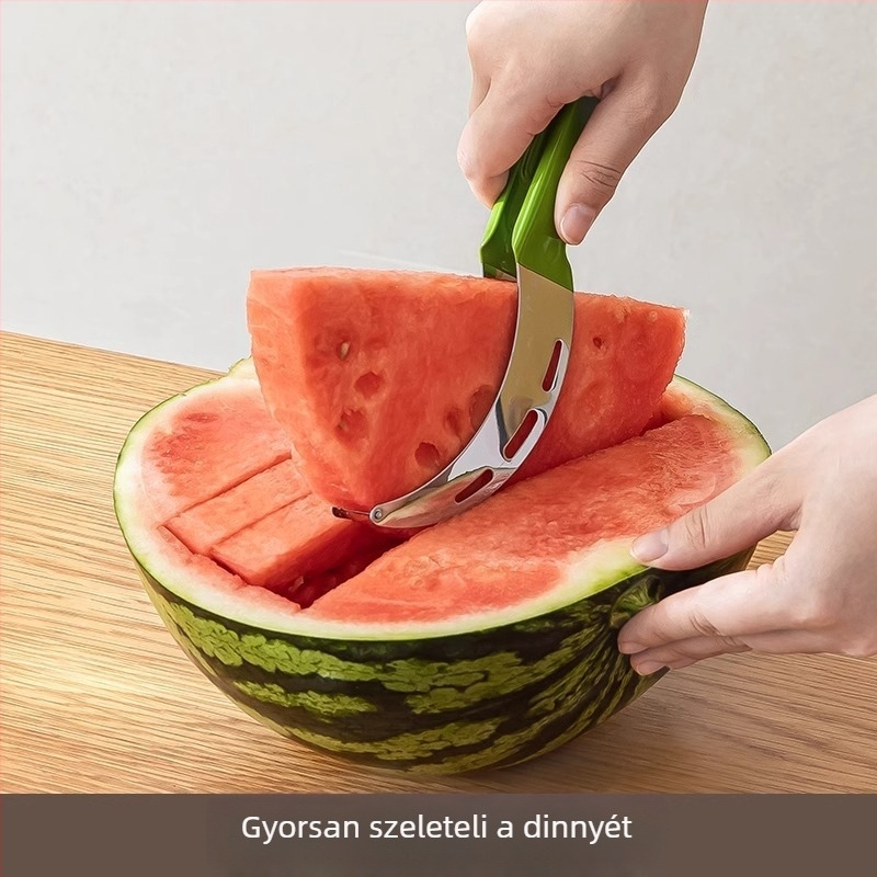 Dinnyevágó műanyag fogantyúval, modern minimalista dizájn, testreszabás elérhető, 2024-es bevezetés