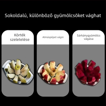 Almás vágóeszköz gyümölcs elválasztóval, rozsdamentes acélból, maghúzó és szeletelő