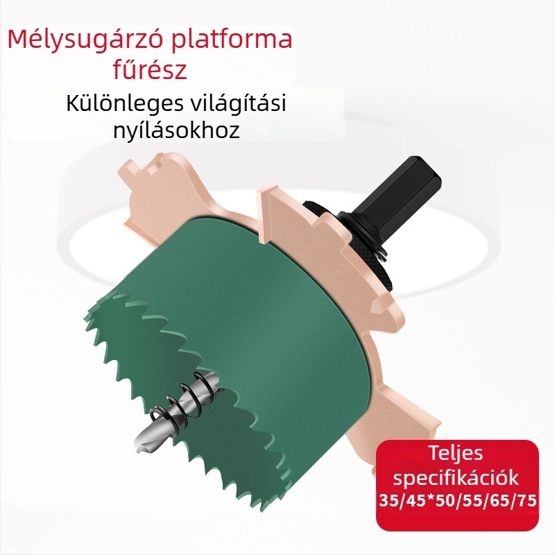 Lyukfúró beépíthető spotlámpákhoz, keret nélküli, gipszkarton mennyezethez és ácsmunka