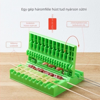 Otthoni és kereskedelmi használatra tervezett multifunkcionális nyárs készítő eszköz – gyors húsnyárs készítő, műanyag, modern dizájn.