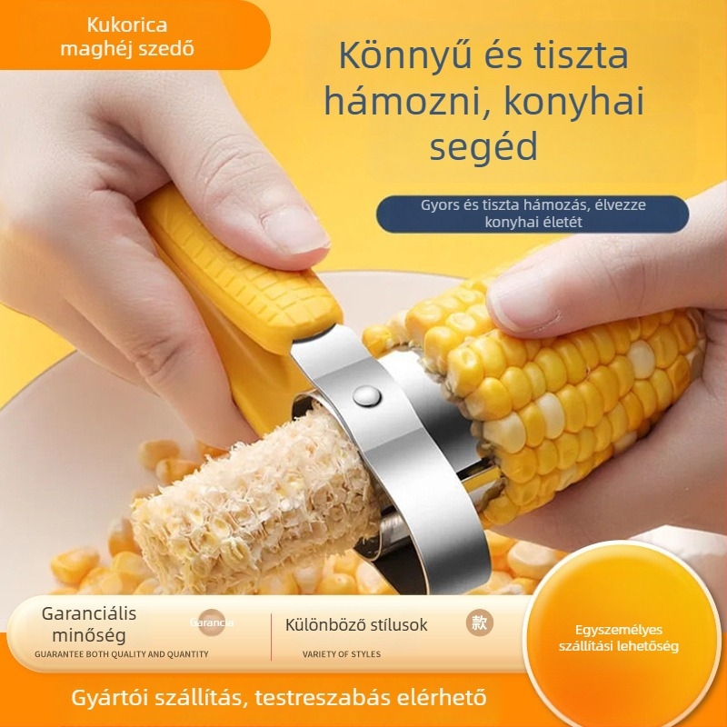Kézi működtetésű rozsdamentes acél kukoricaszeme-szeparáló készülék, háztartási használatra