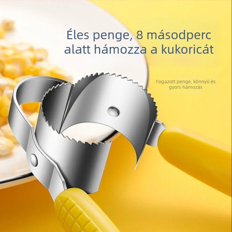 Kézi működtetésű rozsdamentes acél kukoricaszeme-szeparáló készülék, háztartási használatra