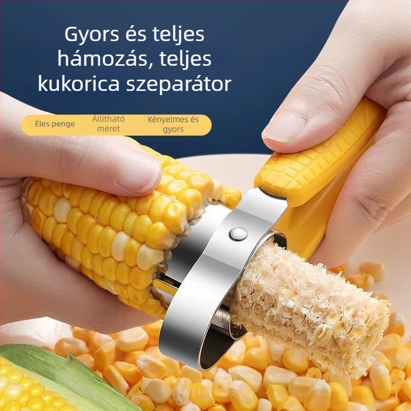 Kézi működtetésű rozsdamentes acél kukoricaszeme-szeparáló készülék, háztartási használatra