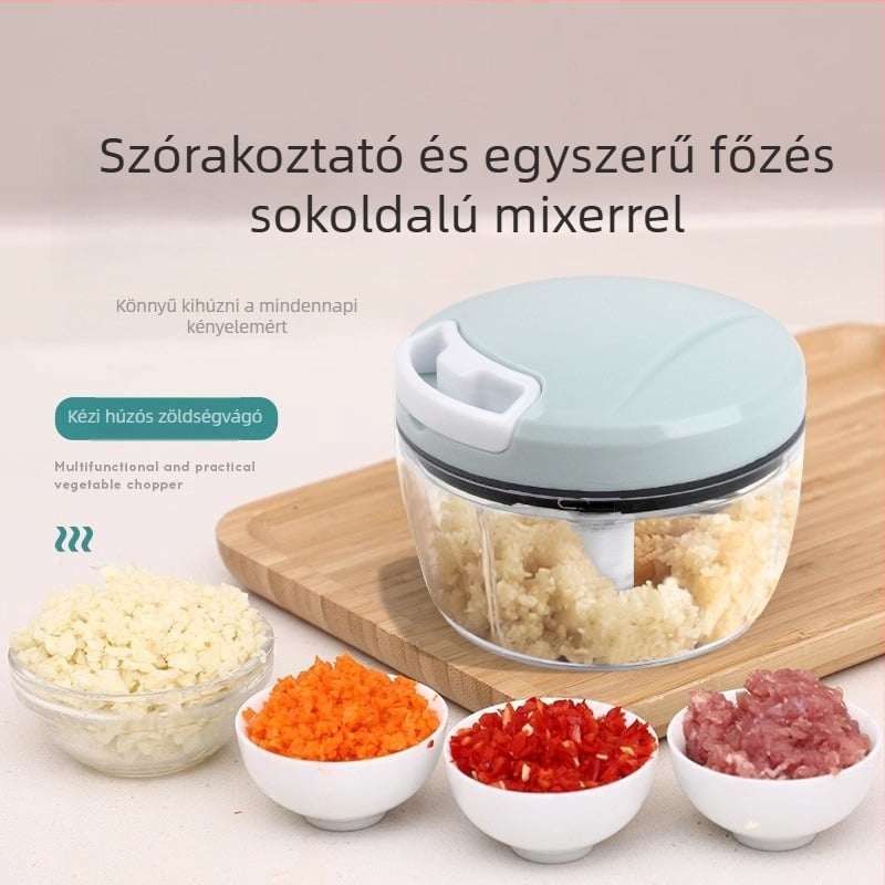 Kézi fokhagyma nyomó és kézi húsdaráló, többfunkciós zöldségvágóval (műanyag)