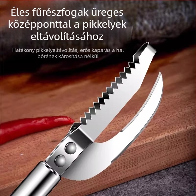 Hal pikkely eltávolító és tisztító eszköz – rozsdamentes acél