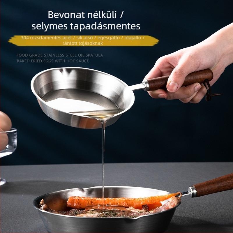 304 rozsdamentes acélból készült serpenyő, bevonat nélküli, modell WZX130, kompatibil indukciós és gáztűzhellyel, egylapos aljú